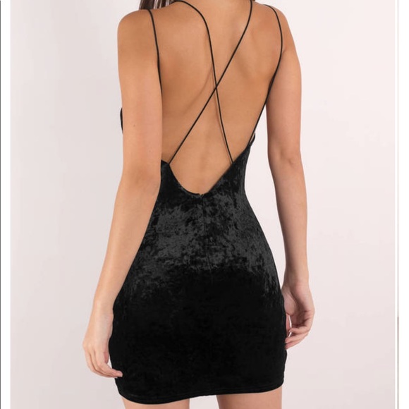 Black Velvet Bodycon Dress - Picture 2 of 3
